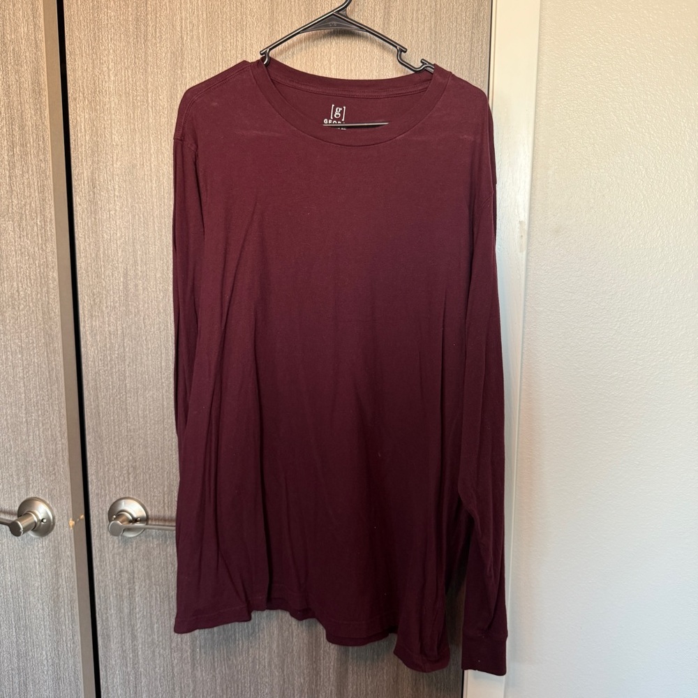 George Men's Deep Red Long Sleeve Tee